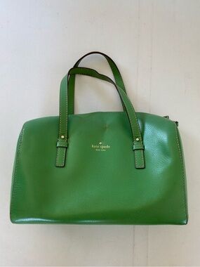 Kate Spade New York Melinda Green Pebbled Leather Zip Top Satchel Shoulder Tote